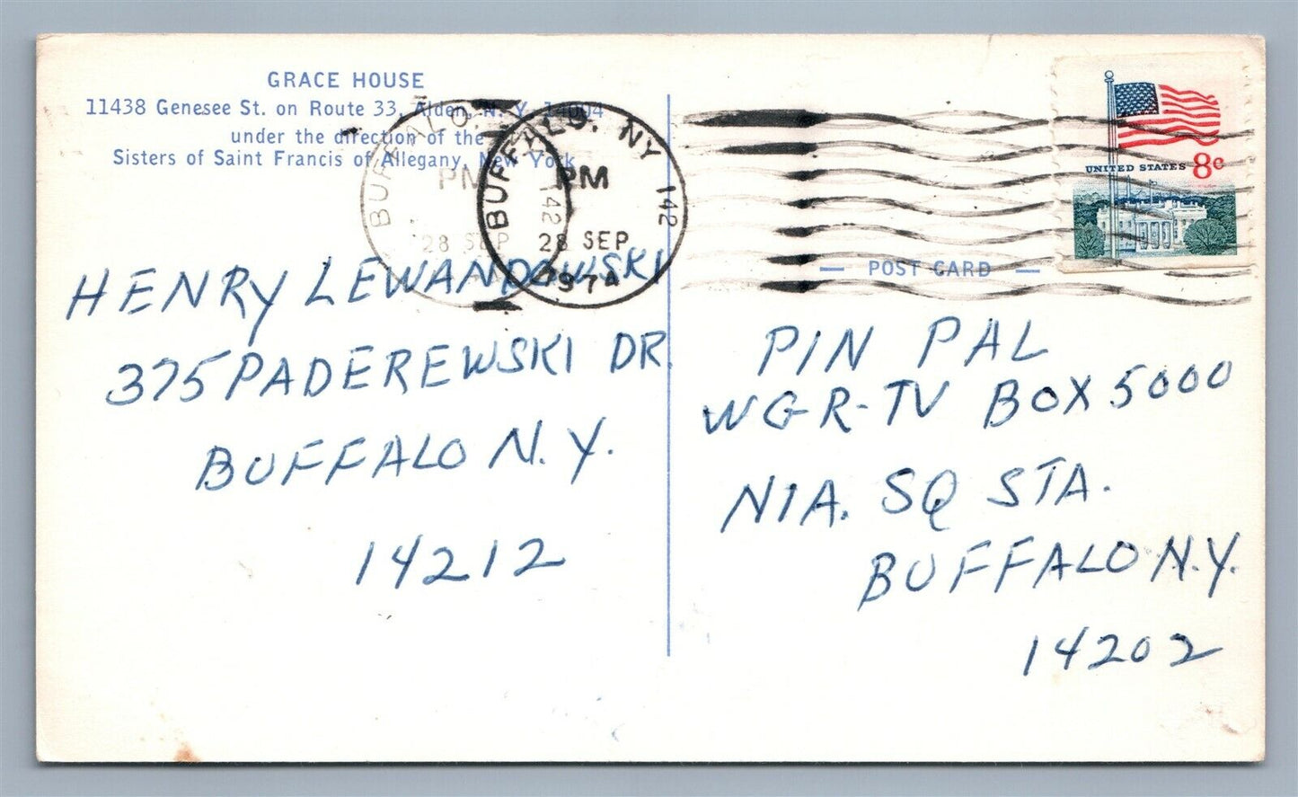 ALDEN NY GRACE HOUSE VINTAGE POSTCARD