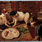 DOGS DINNER w/ CAT ANTIQUE POSTCARD