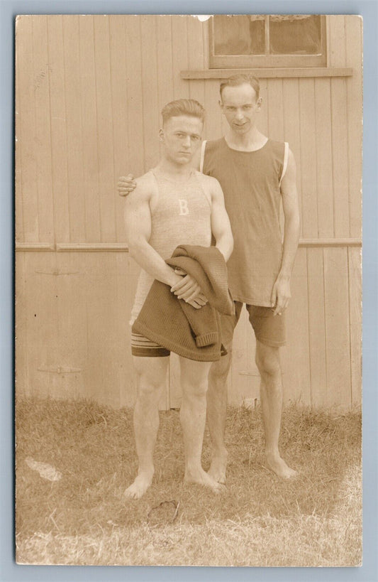 ATHLET BOYS ANTIQUE REAL PHOTO POSTCARD RPPC