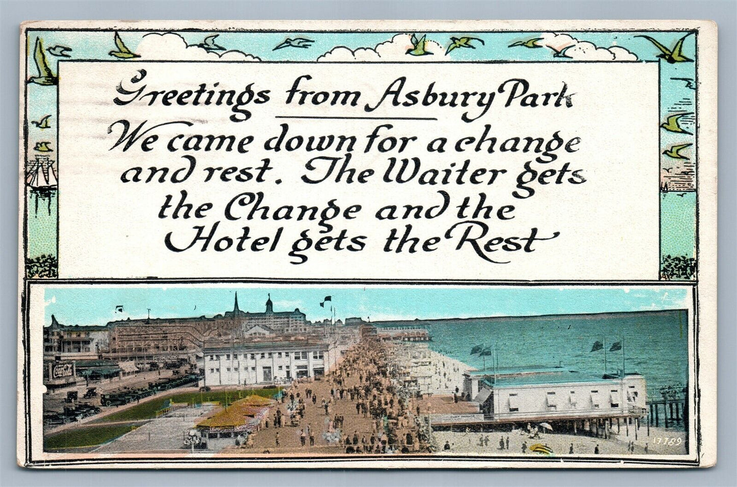 ASBURY PARK NJ GREETINGS ANTIQUE POSTCARD