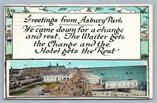 ASBURY PARK NJ GREETINGS ANTIQUE POSTCARD