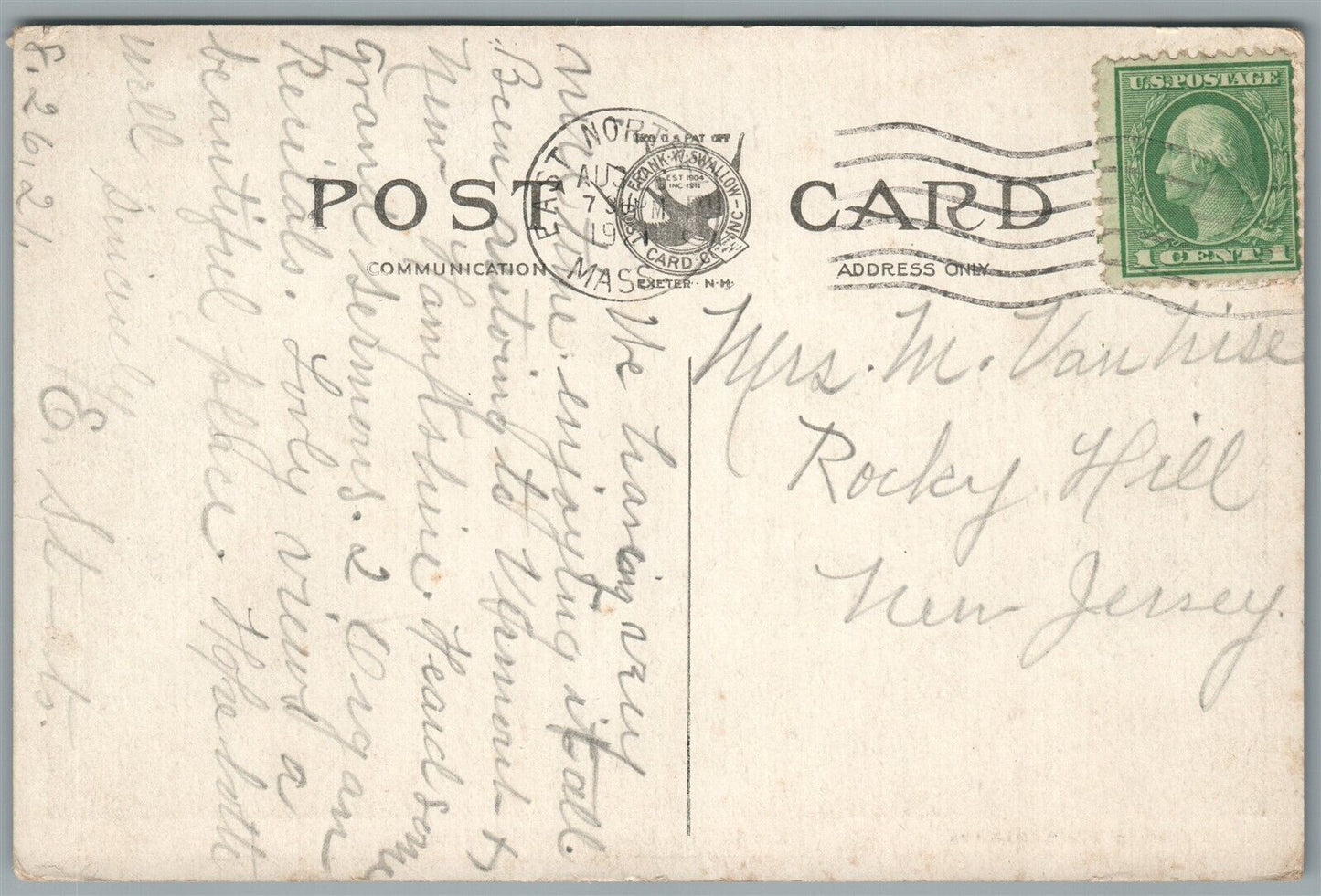 EAST NORTHFIELD MA ROUND TOP ANTIQUE POSTCARD