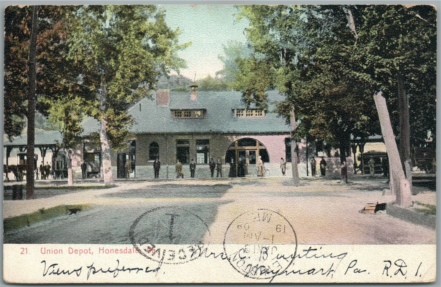 HONESDALE PA RAILROAD STATION RAILWAY DEPOT ANTIQUE POSTCARD