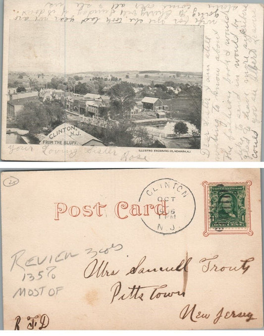 ANTIQUE POSTCARD CLINTON N.J. FROM THE BLUFF