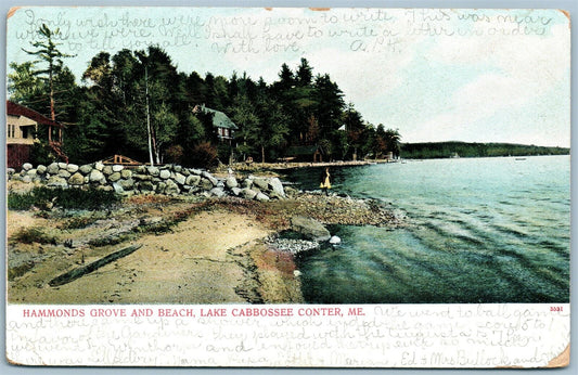 LAKE CABBOSSEE CONTER ME HAMMONDS GROVE & BEACH ANTIQUE POSTCARD