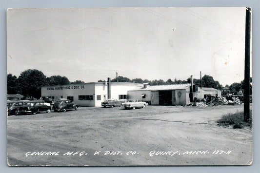 QUINCY MI GENERAL MFG & DIST. CO. VINTAGE REAL PHOTO POSTCARD RPPC