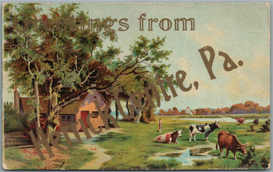 HERRICK CENTRE PA GREETINGS ANTIQUE POSTCARD