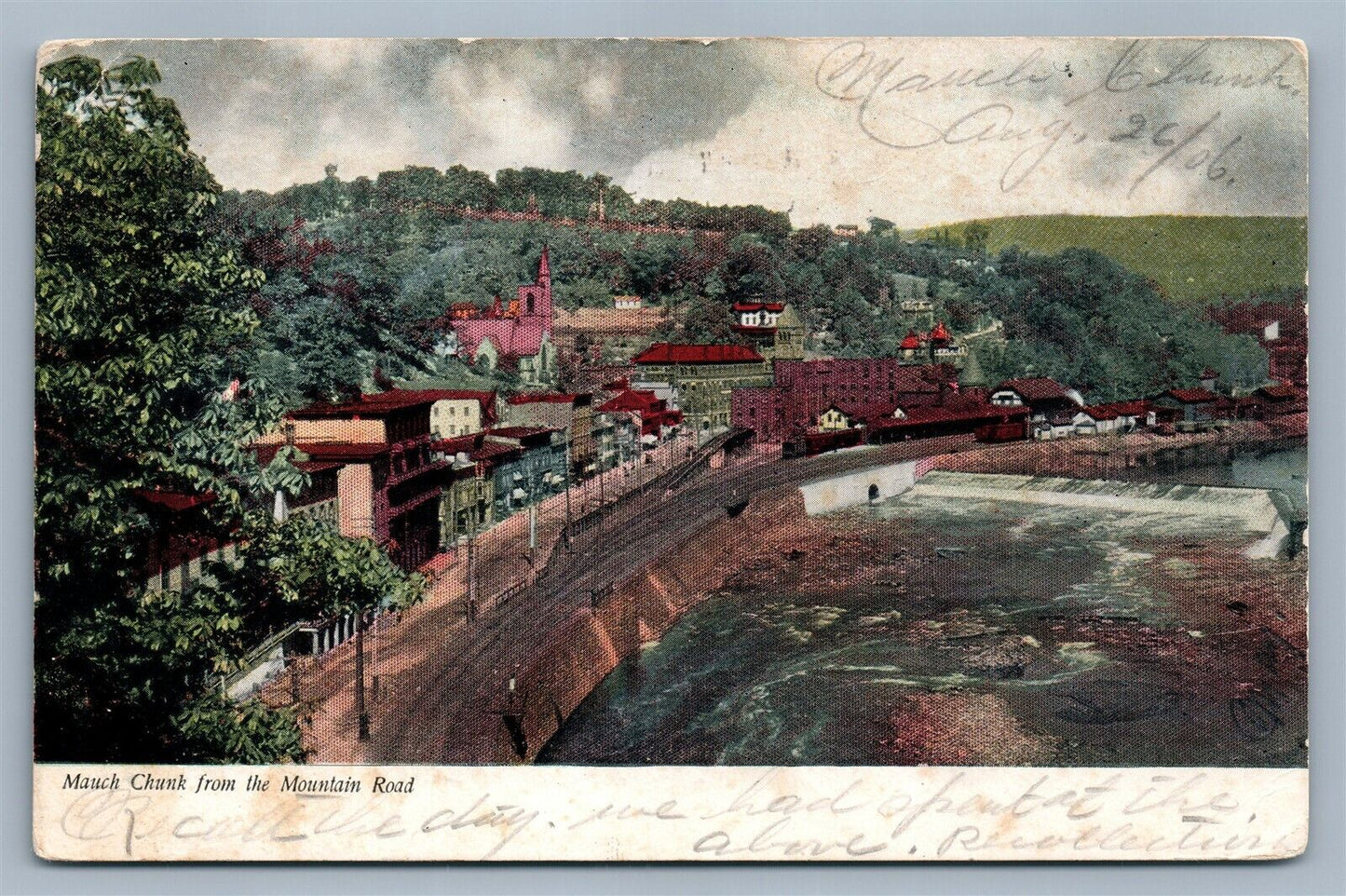 MAUCH CHUNK PHILADELPHIA PA FROM MOUNTAIN ROAD ANTIQUE POSTCARD