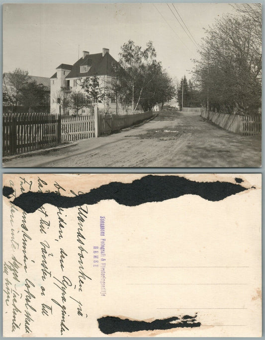 HEMSE STREET SCENE SWEDEN ANTIQUE REAL PHOTO POSTCARD RPPC