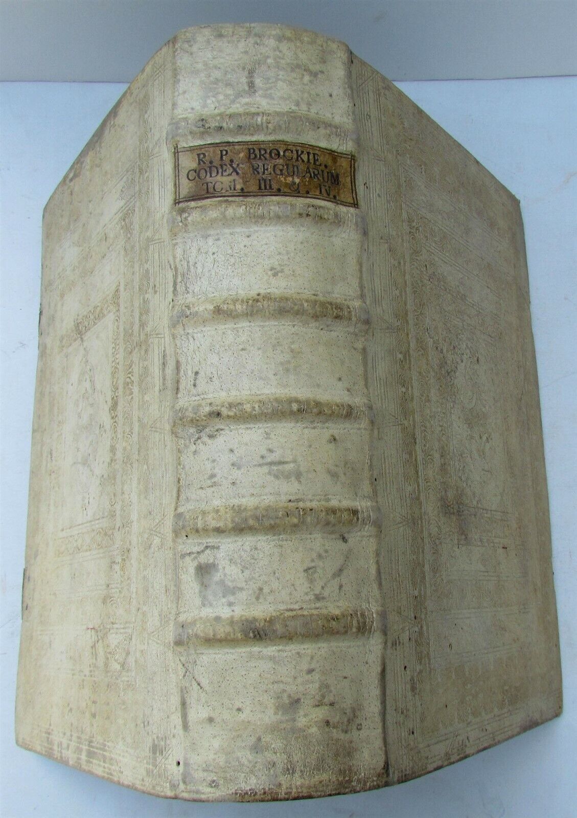 1759 PIGSKIN decorative BINDING ANTIQUE FOLIO Codex Regularum Lucae Holstenii V3