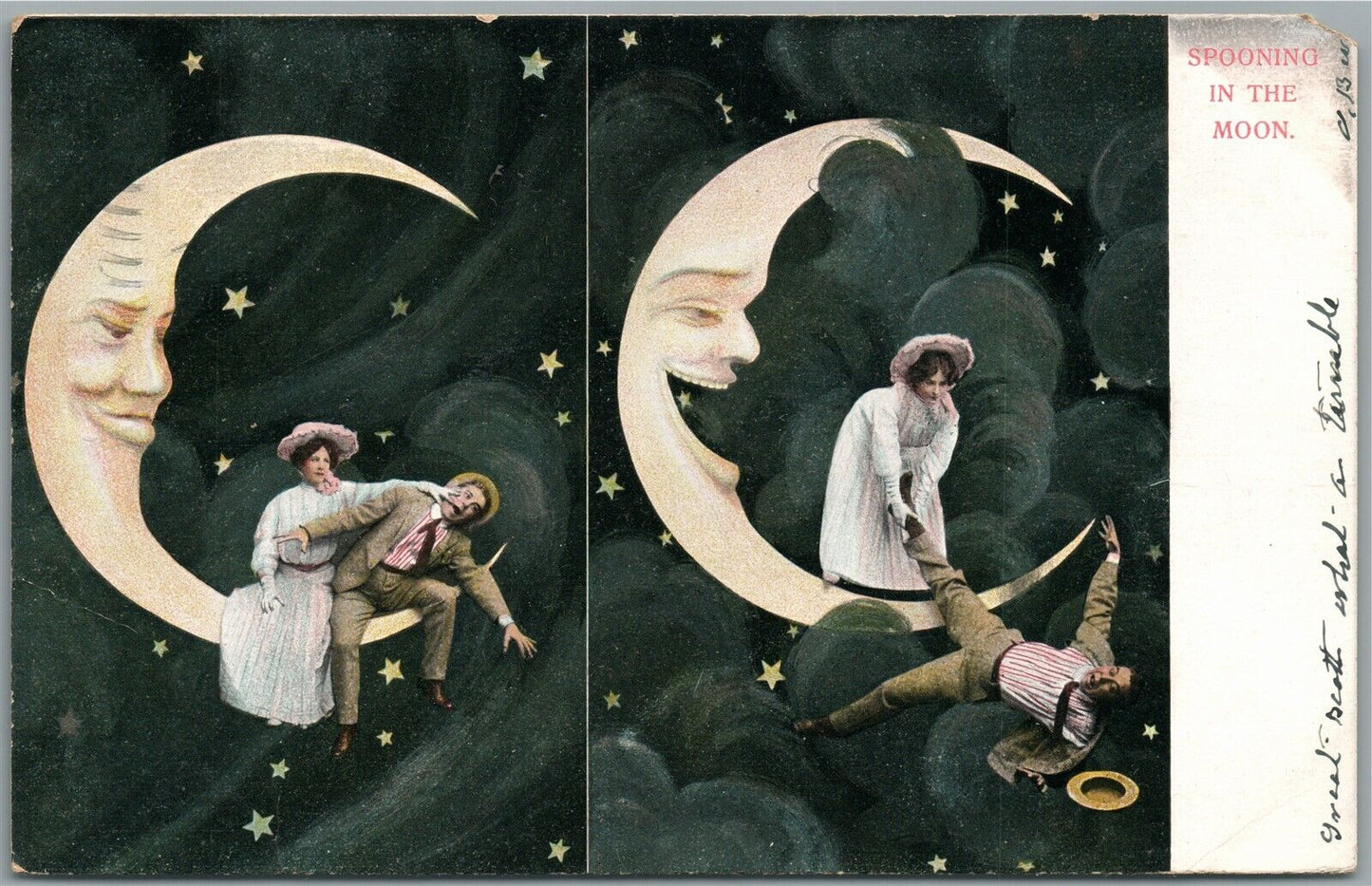 HALF MOON COMIC ANTIQUE POSTCARD