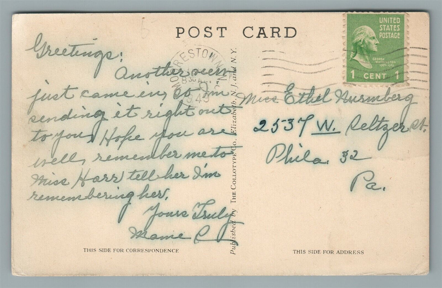 MOORESTOWN NJ LUTHERAN HOME VINTAGE POSTCARD