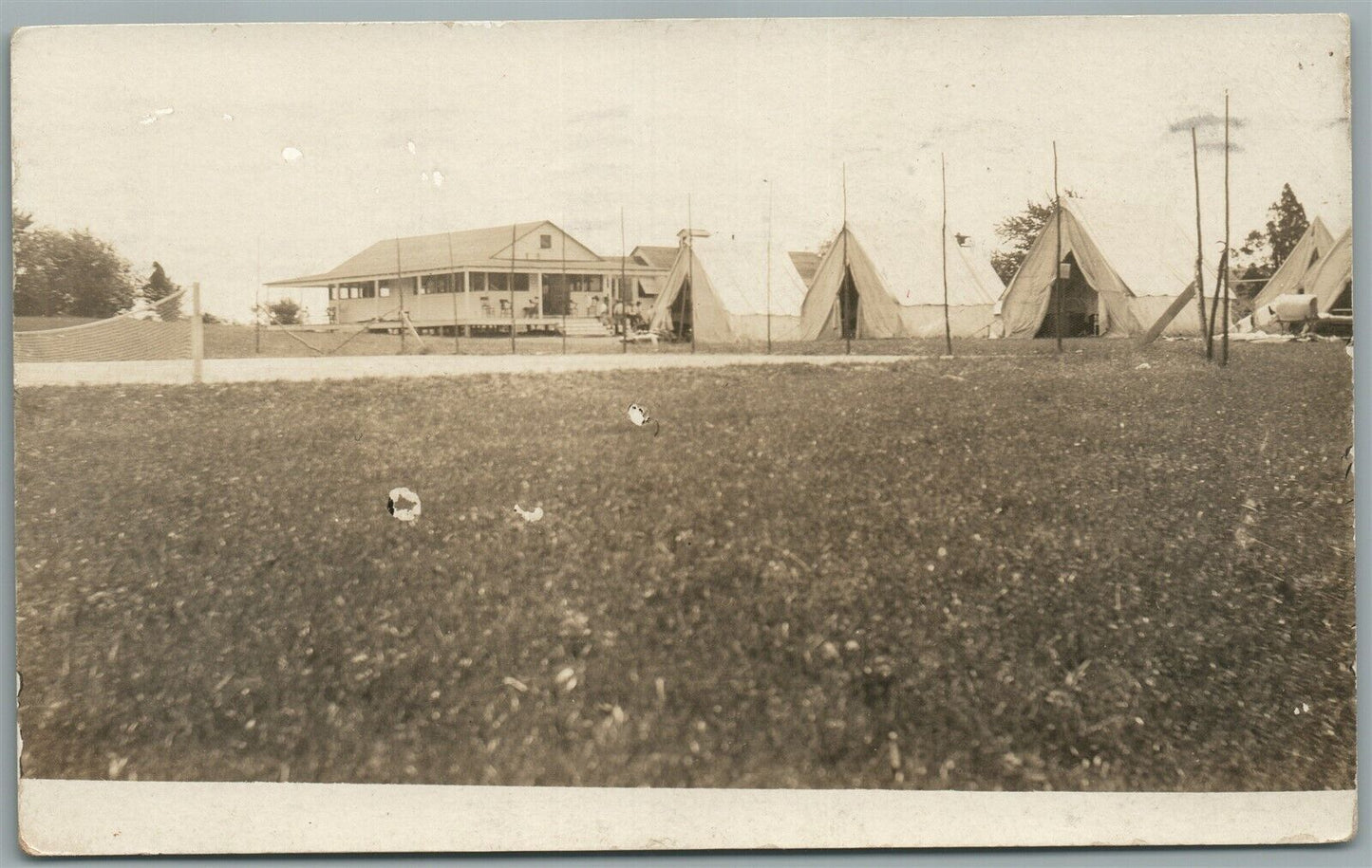 MILITARY ARMY CAMP 1908 ANTIQUE REAL PHOTO POSTCARD RPPC