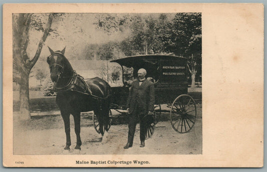 MAINE BAPTIST COLPORTAGE WAGON ANTIQUE POSTCARD
