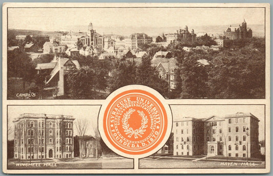 SYRACUSE NY UNIVERSITY CAMPUS HAVEN & WINCHELL HALL VINTAGE POSTCARD