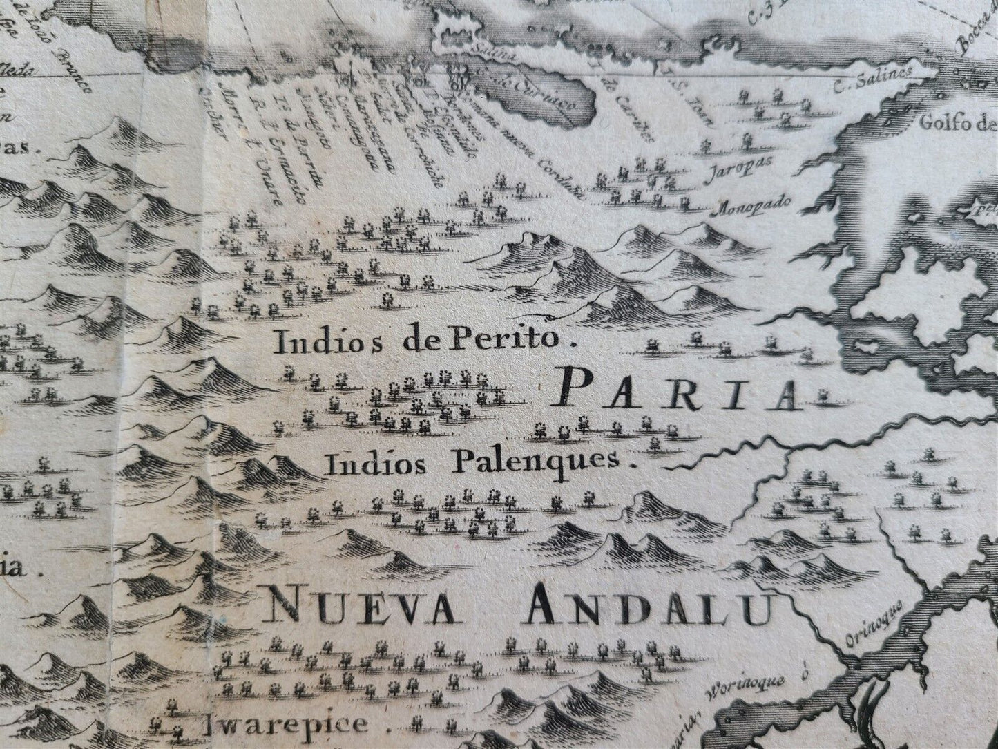 1671 MAP VENEZUELA CUM PARTE AUSTRALI NOUAE ANDALUSIAE antique 15x18" 17th CENT.