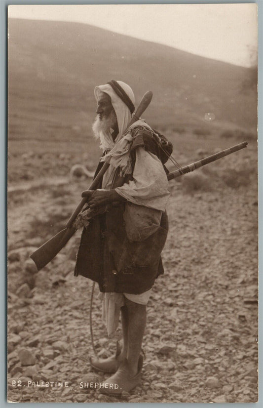 PALESTINE SHEPHERD ANTIQUE REAL PHOTO POSTCARD RPPC