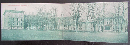 BROCKPORT N.Y. STATE NORMAL SCHOOL PANORAMIC VIEW ANTIQUE FOLDING POSTCARD