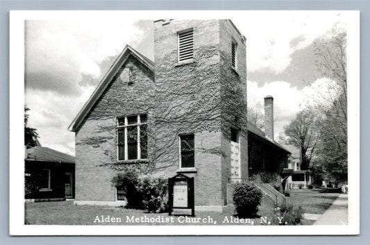 ALDEN NY METHODIST CHURCH VINTAGE REAL PHOTO POSTCARD RPPC