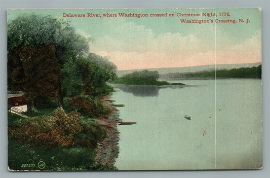 WASHINGTON CROSSING NJ DELAWARE RIVER ANTIQUE POSTCARD
