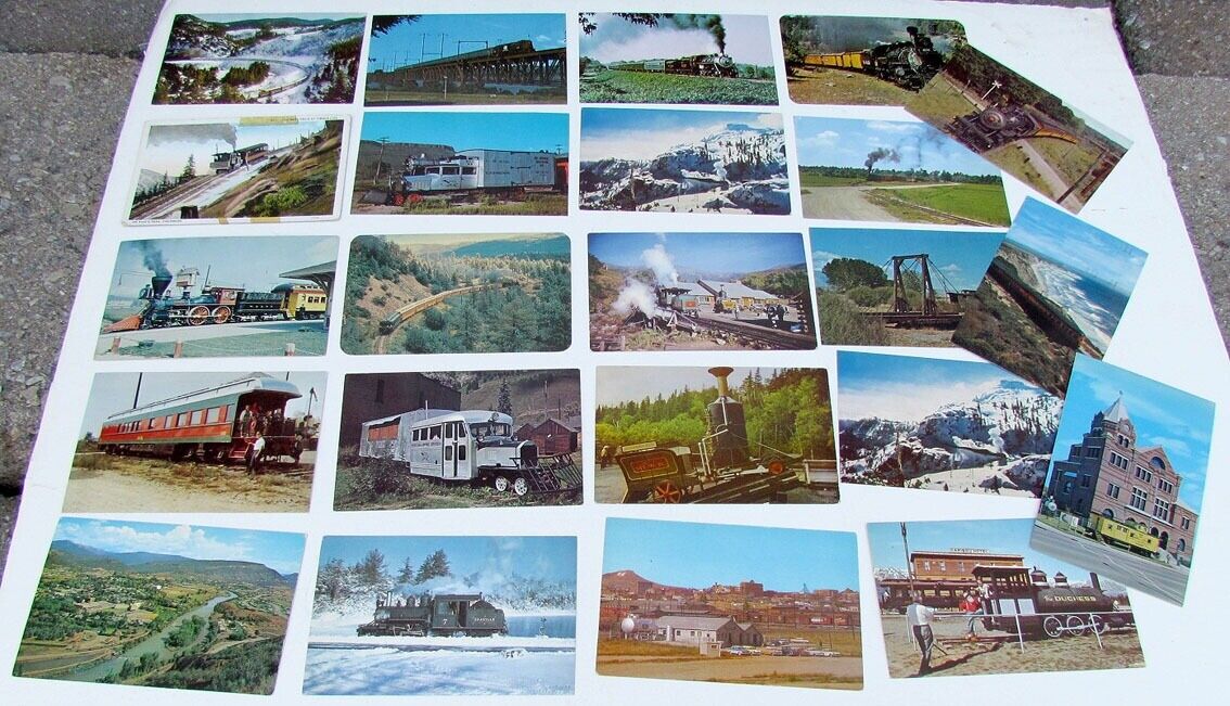 LOT OF 23 VINTAGE POSTCARDS train railway railroad