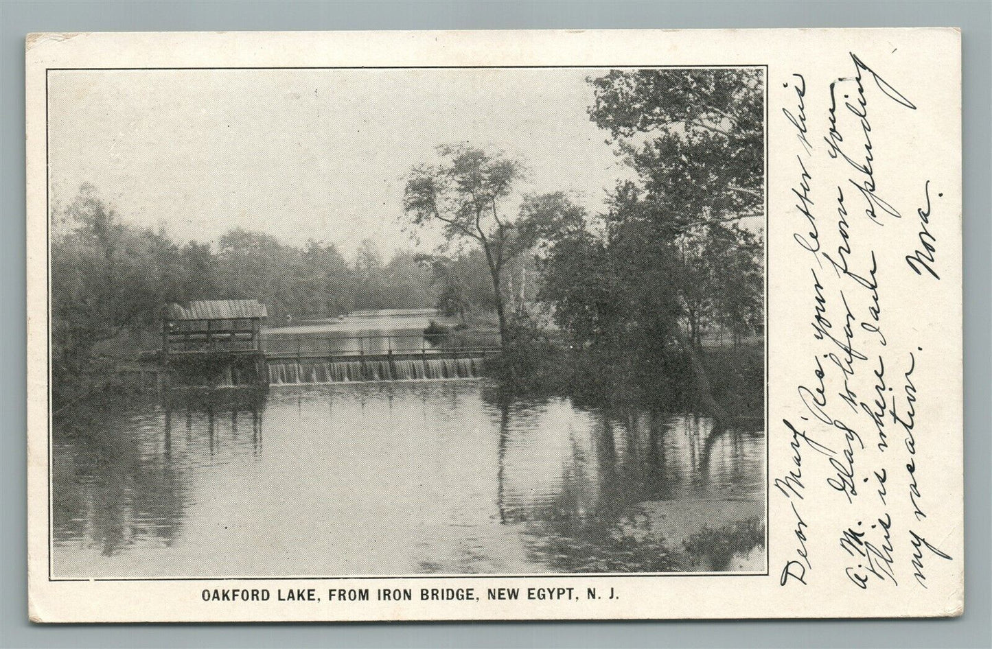 NEW EGYPT NJ OAKFORD LAKE ANTIQUE POSTCARD