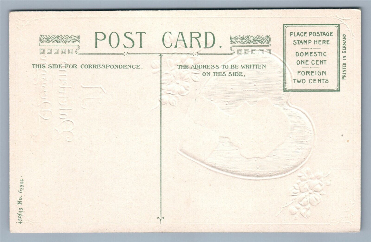 ST. VALENTINE'S GREETING 1914 SCHMUCKER ANTIQUE EMBOSSED POSTCARD by JOHN WINSCH