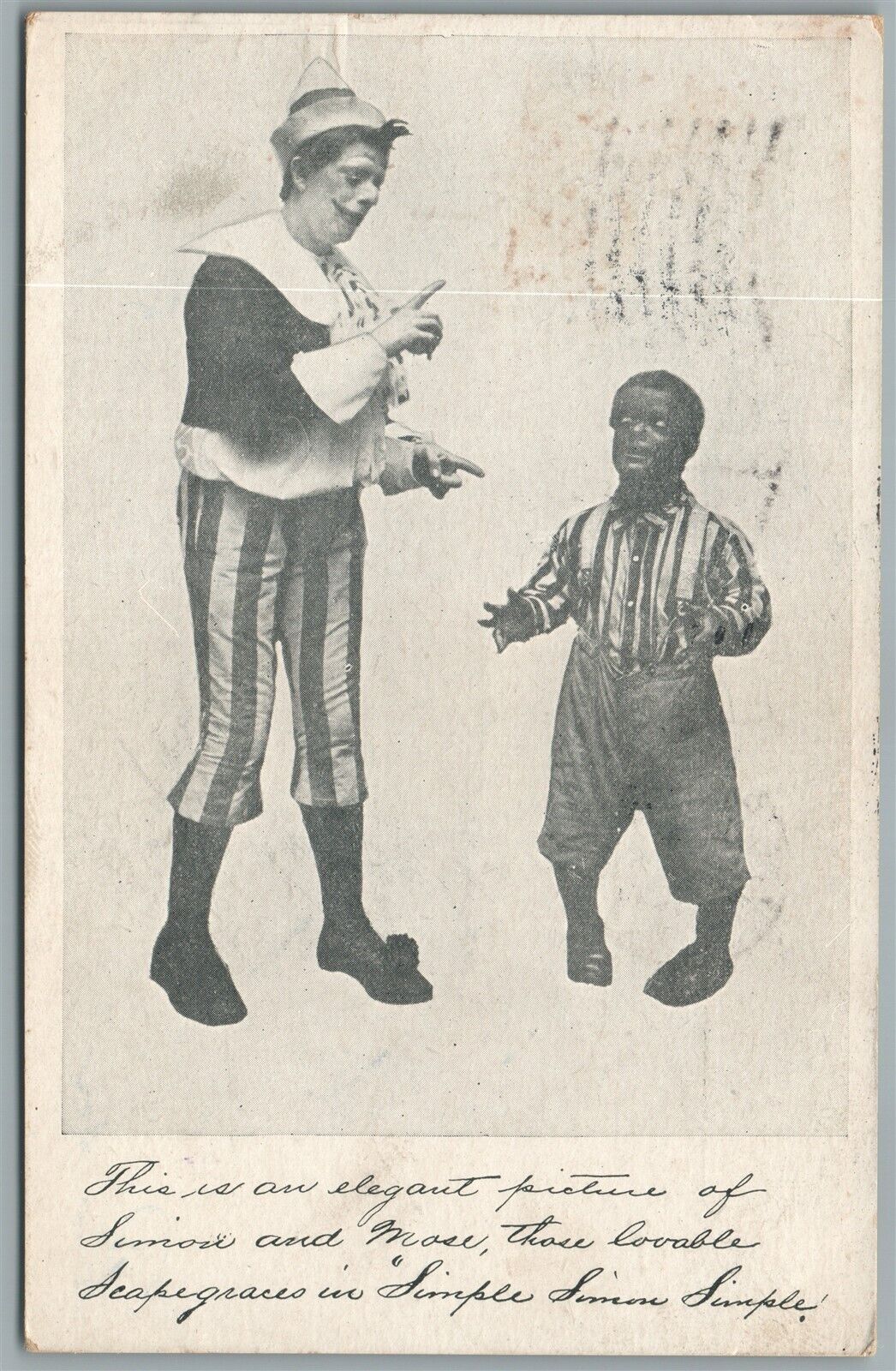 TWO CLOWNS ANTIQUE POSTCARD
