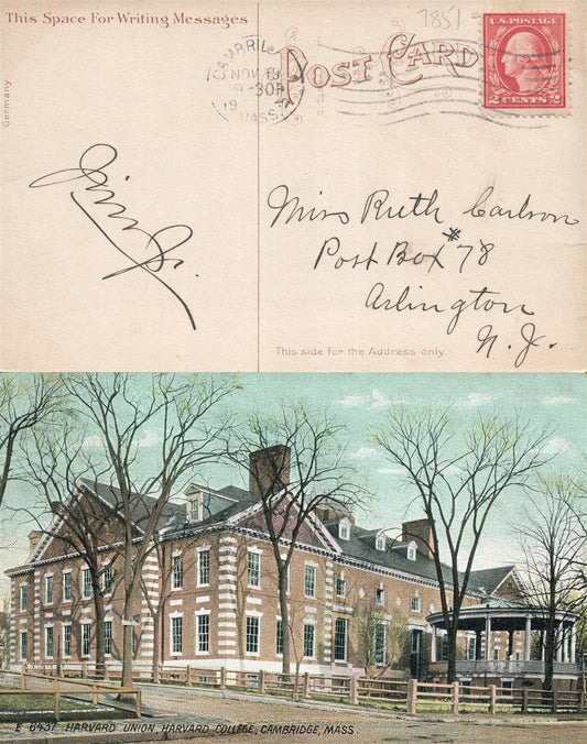 CAMBRIDGE MA HARVARD UNION HARVARD COLLEGE ANTIQUE POSTCARD