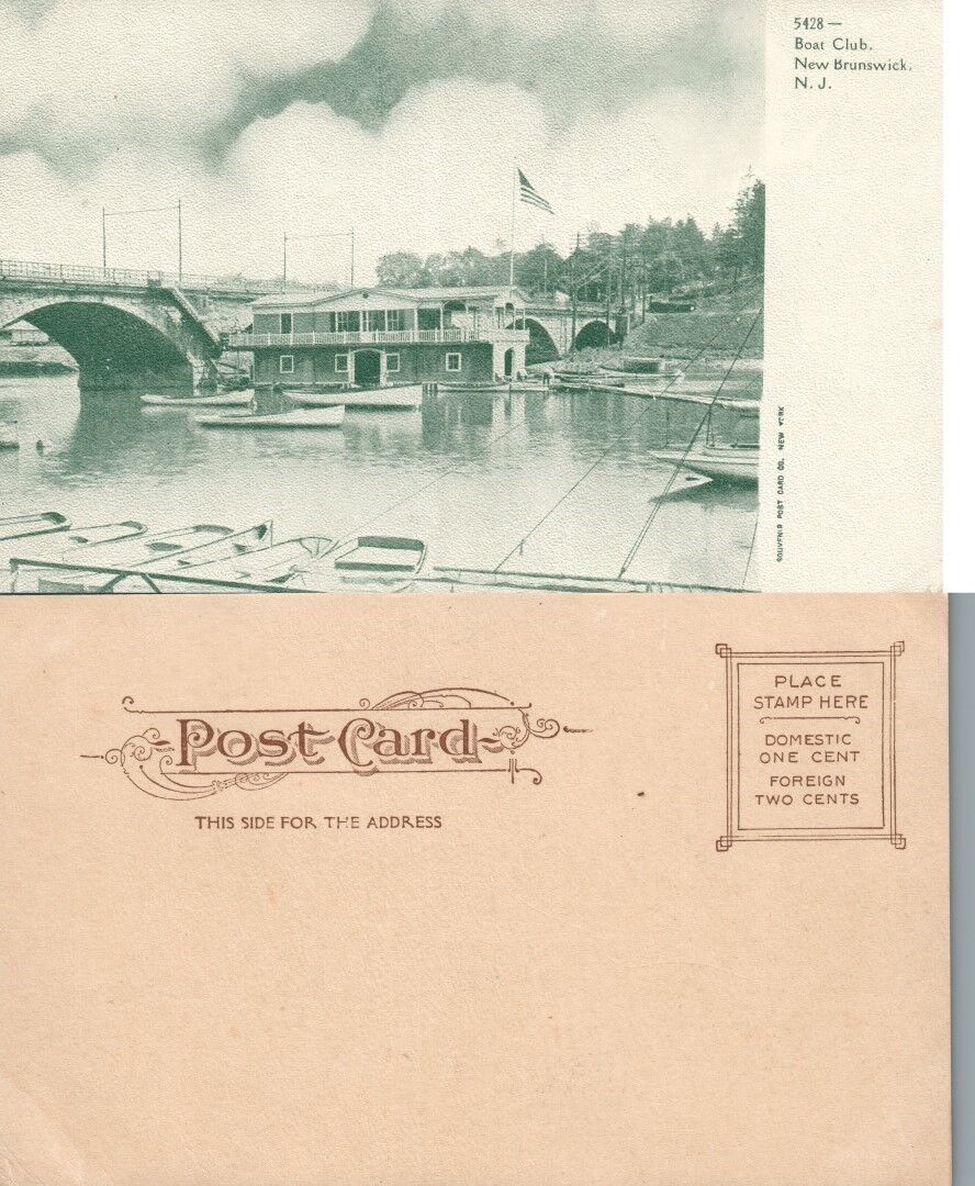 NEW BRUNSWICK N.J. BOAT CLUB UNDIVIDED ANTIQUE POSTCARD