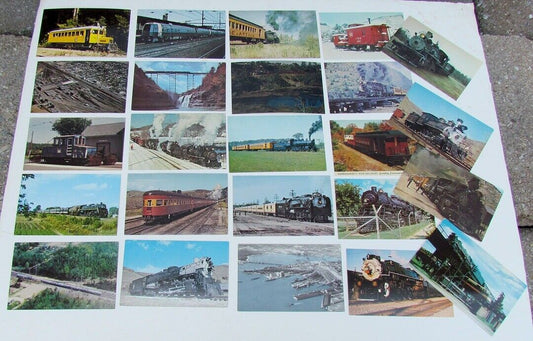 LOT OF 24 VINTAGE POSTCARDS train railway railroad