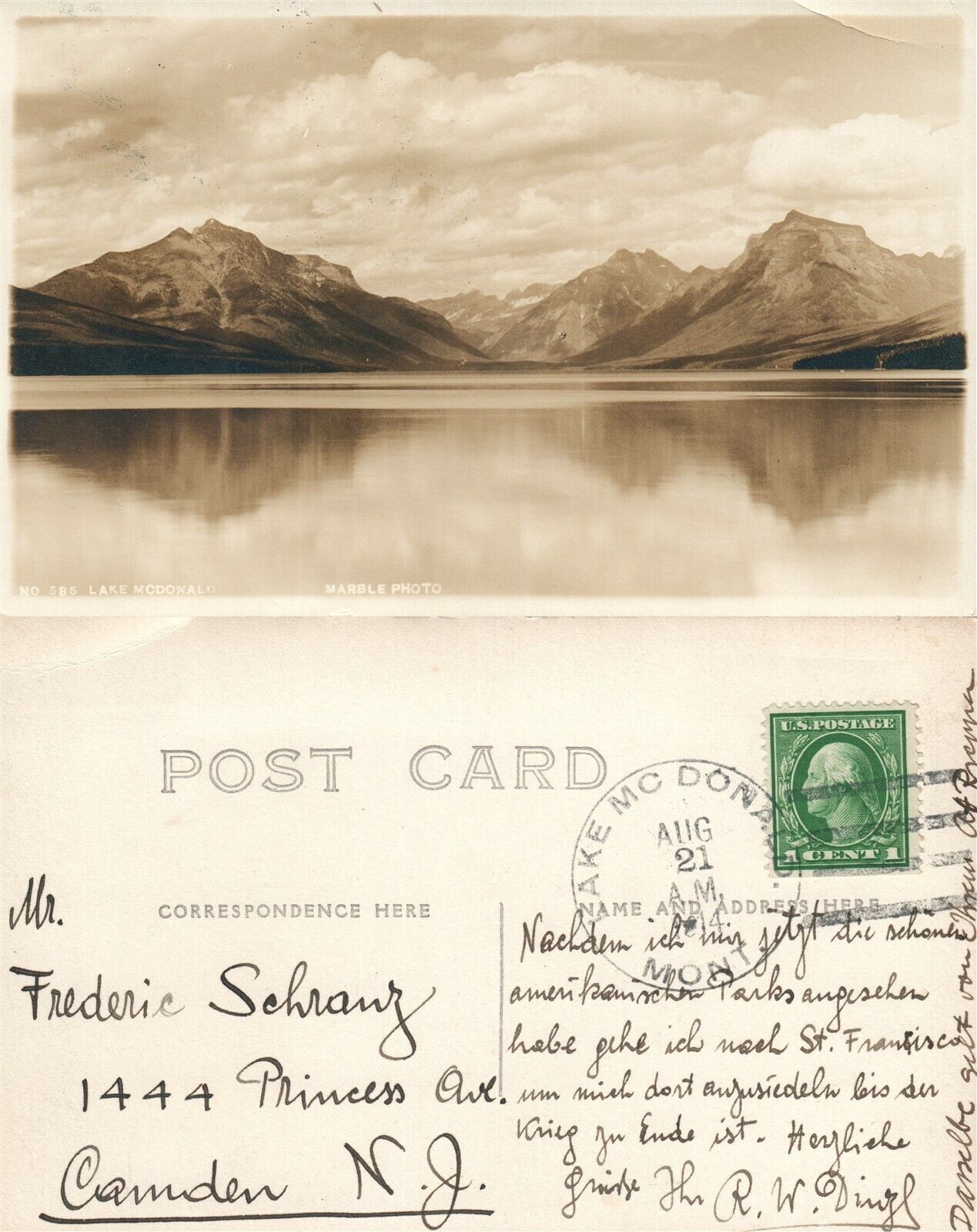 LAKE MCDONALD 1914 ANTIQUE REAL PHOTO POSTCARD RPPC