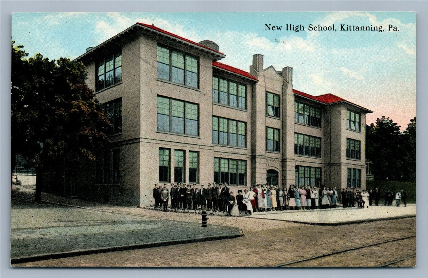 KITTANNING PA NEW HIGH SCHOOL ANTIQUE POSTCARD