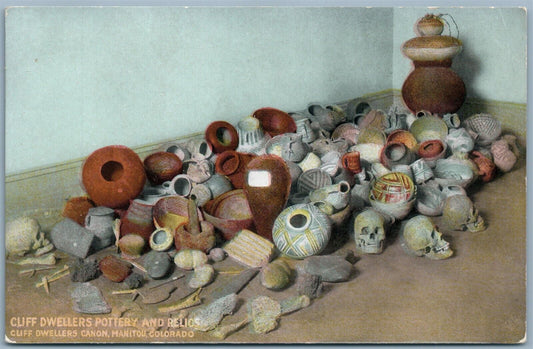 CLIFF DWELLERS POTTERY & RELIOS MANITOU COLORADO ANTIQUE POSTCARD