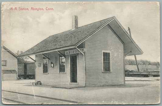 ABINGTON CT RAILROAD STATION RAILWAY TRAIN DEPOT ANTIQUE POSTCARD