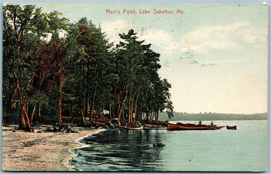 LAKE SABBATUS ME MARR'S POINT ANTIQUE POSTCARD