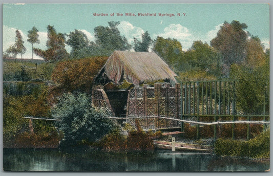 RICHFIELD SPRINGS NY GARDEN OF THE MILLS ANTIQUE POSTCARD