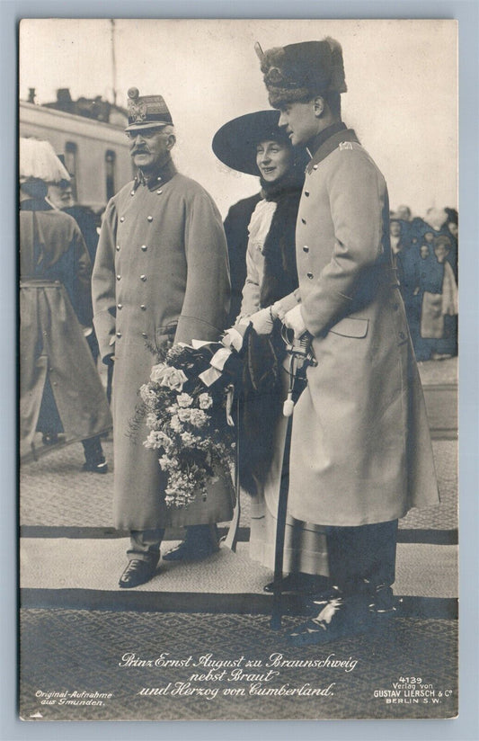 GERMAN PRINCE ERNST AUGUST w/ FLOWERS ANTIQUE REAL PHOTO POSTCARD RPPC