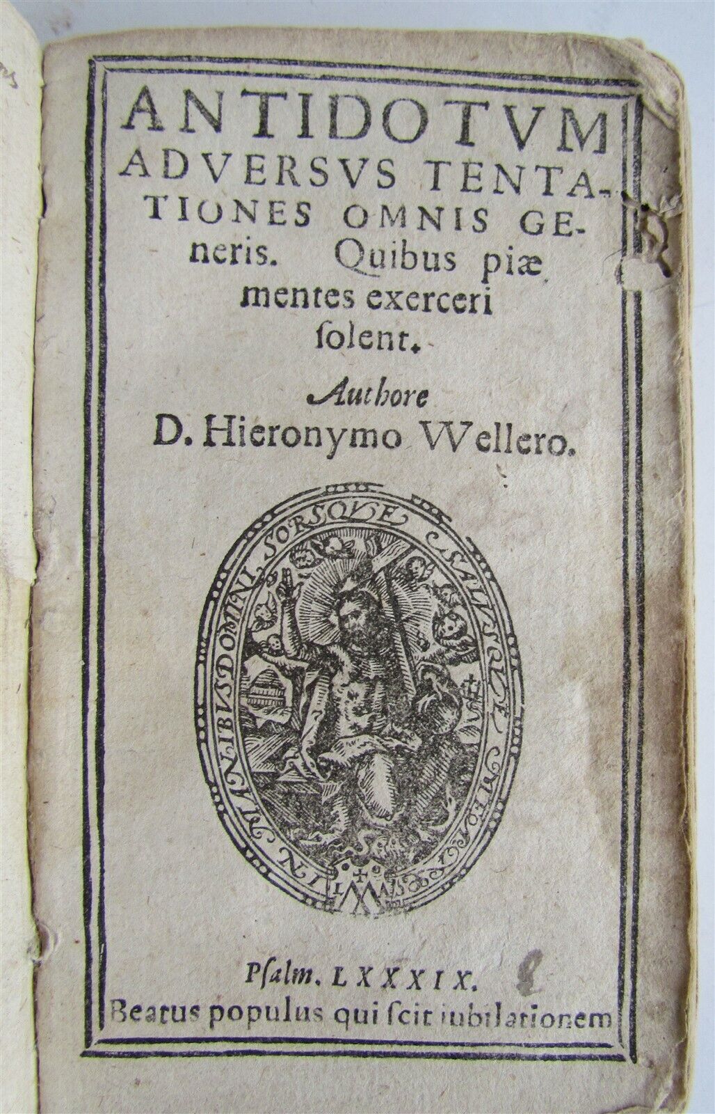 1590 Antidote Against Temptations of Every Sort antique VELLUM 16 century Weller