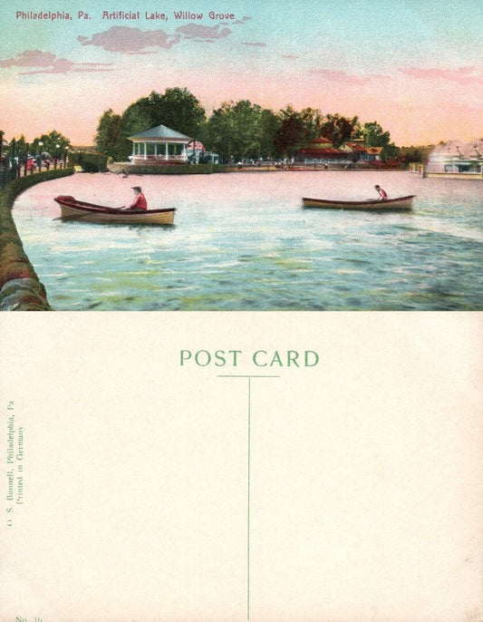 WILLOW GROVE ARTIFICIAL LAKE PHILADELPHIA PA ANTIQUE POSTCARD