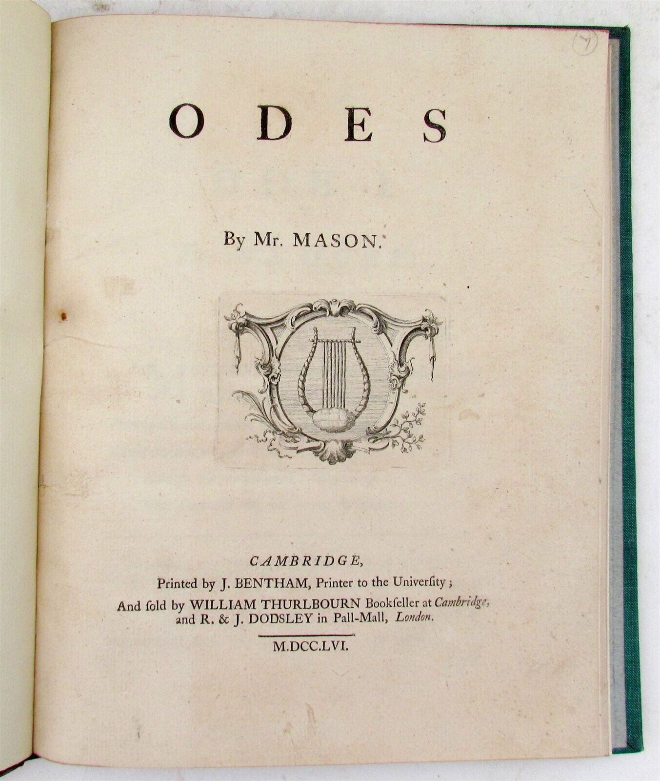 1756 BRITISH POETRY ODES by Mr. MASON antique English