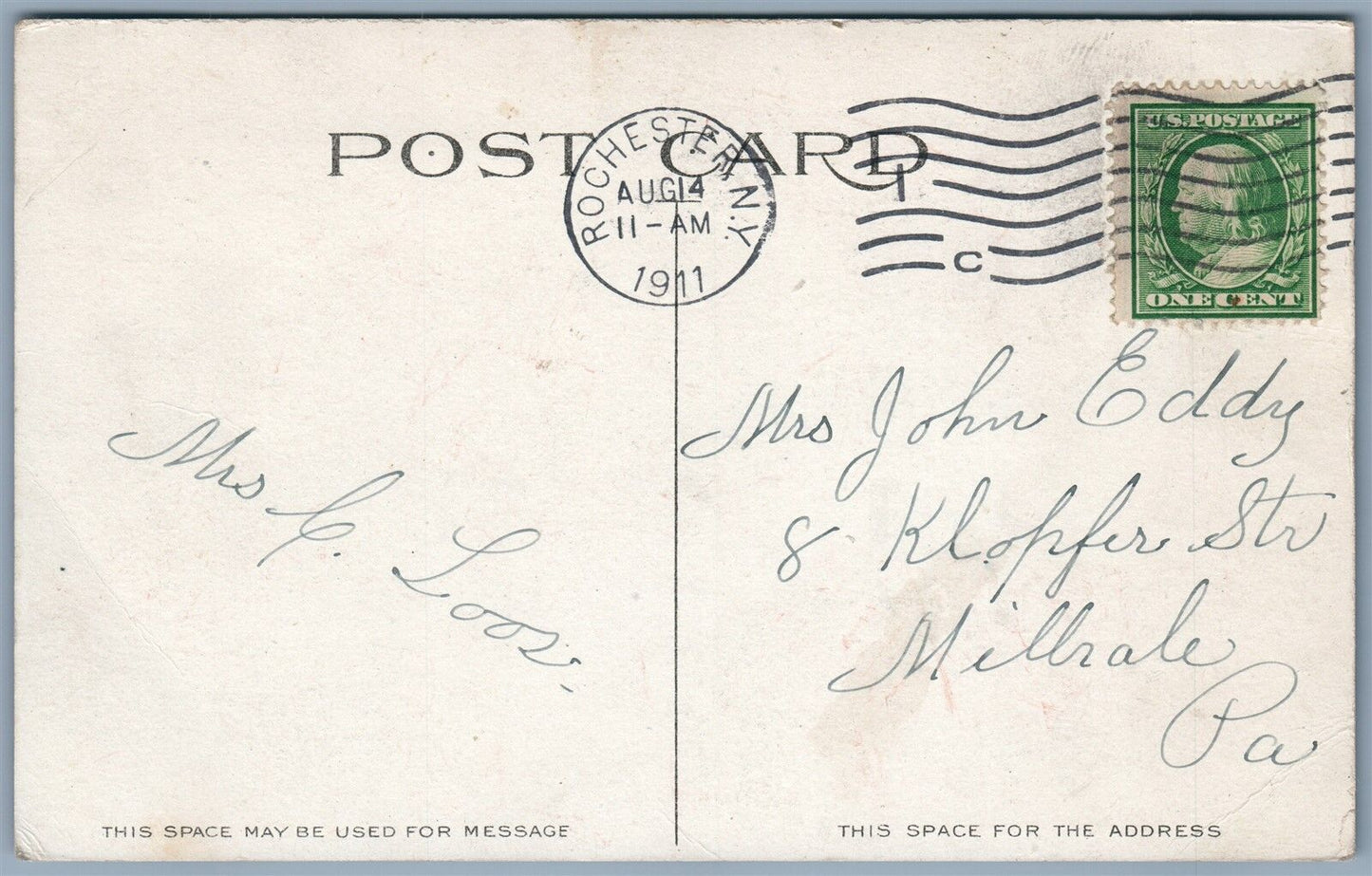 ROCHESTER NY WILLOW POND 1911 ANTIQUE POSTCARD