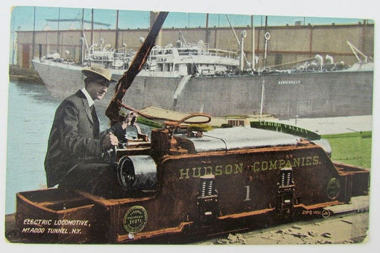 1908 VINTAGE POSTCARD ELECTRIC LOCOMOTIVE Mc ADOO TUNNEL NY railroad railway
