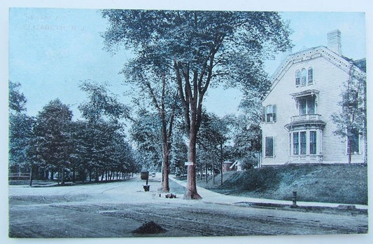 VINTAGE POSTCARD ELIZABETH New Jersey NJ STREET SCENE TROLLEY railroad railway