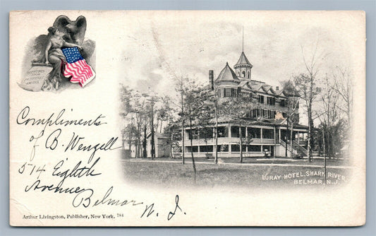 BELMAR NJ LURAY HOTEL ANTIQUE POSTCARD COAL & ICE STAMP