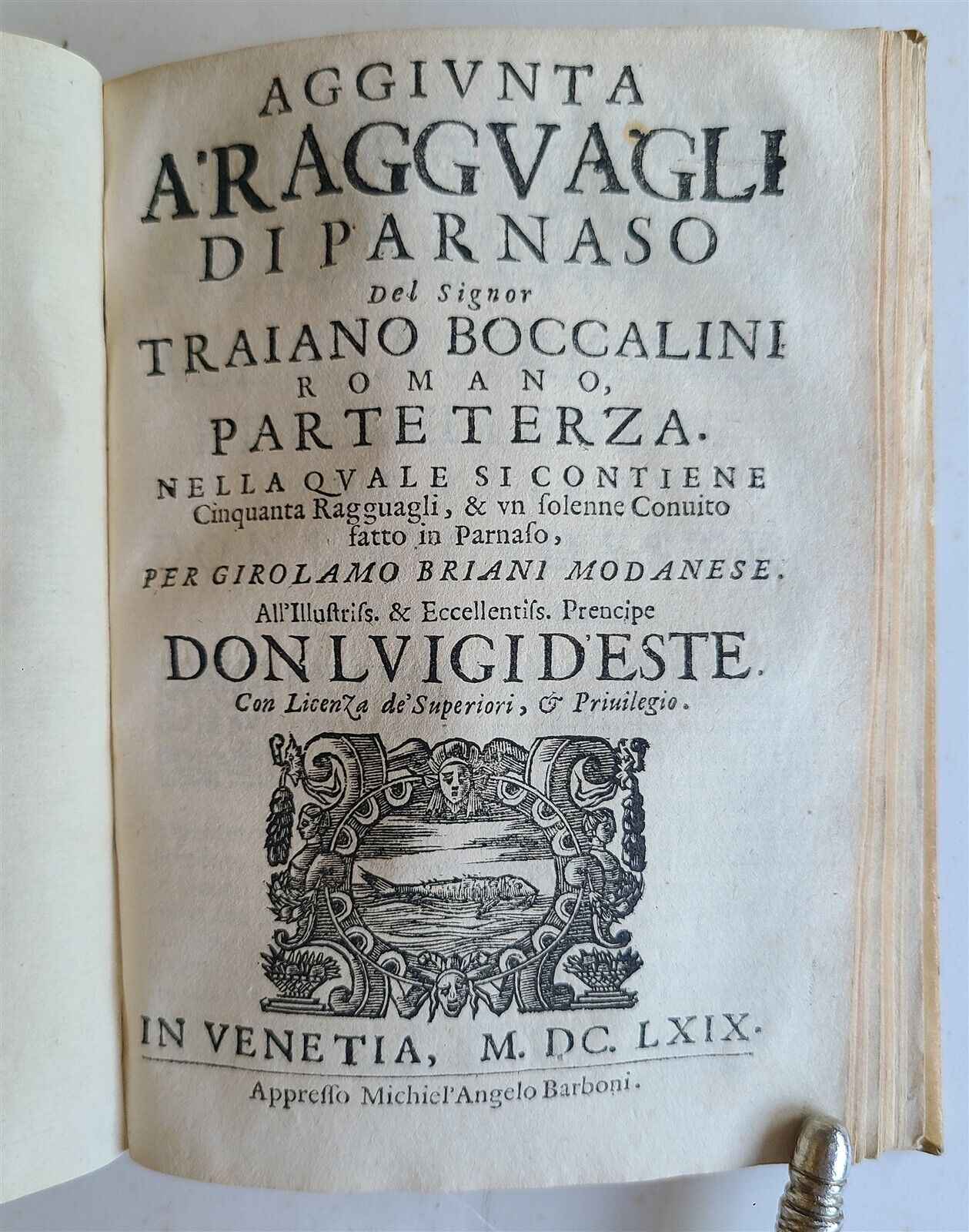 1669 17th century SATIRE by Trajano Boccalini antique VELLUM bound in ITALIAN