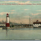 CLEVELAND OH LIGHT HOUSE & LIFE SAVING STATION ANTIQUE POSTCARD