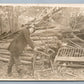 MAN WORKING w/ TREE LOGS ANTIQUE REAL PHOTO POSTCARD RPPC