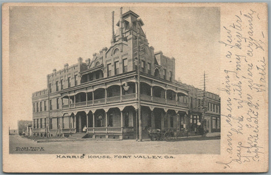 FORT VALLEY GA HARRIS HOUSE ANTIQUE POSTCARD