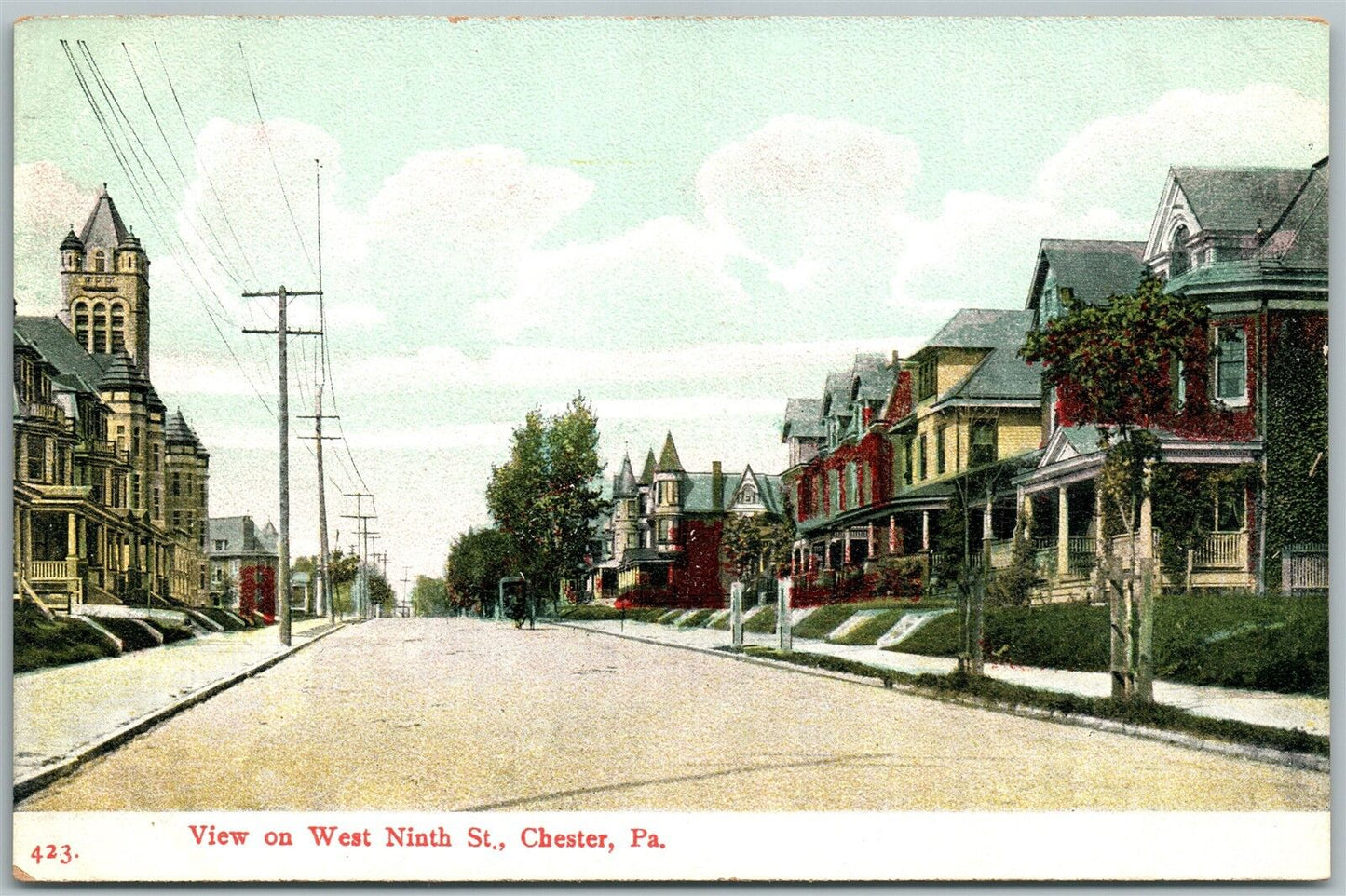 CHESTER PA WEST NINTH STREET ANTIQUE POSTCARD